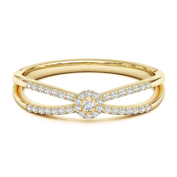 ANGARA Natural Diamond Cluster Split Shank Promise Ring in 14K Yellow Gold for Women (Size-1.6mm| Color-G| Clarity-VS2) | April Birthstone, Anniversary, Jewelry Gift for Women | Natural Diamond Ring