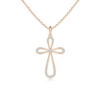 ANGARA Natural Diamond Infinity Bow Cross Pendant with Accent in 14K Rose Gold for Women (Size-1.9mm| Color-G| Clarity-VS2) | Anniversary, Jewelry Gift for Women | Natural Diamond Necklace