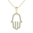 thumbnail image 1 of ANGARA Natural Diamond Hamsa Hand Pendant in 14K Yellow Gold for Women (Size-1.5mm | Color-K | Clarity-I3) | April Birthstone, Birthday, Anniversary, Jewelry Gift for Women | Natural Diamond Necklace, 1 of 8