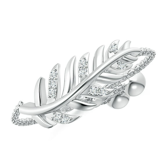 ANGARA Natural Nature-Inspired Diamond Leaf Bolo Ring in 14K White Gold for Women (Size-0.9mm| Color-G| Clarity-VS2) | April Birthstone, Anniversary, Jewelry Gift for Women | Natural Diamond Ring