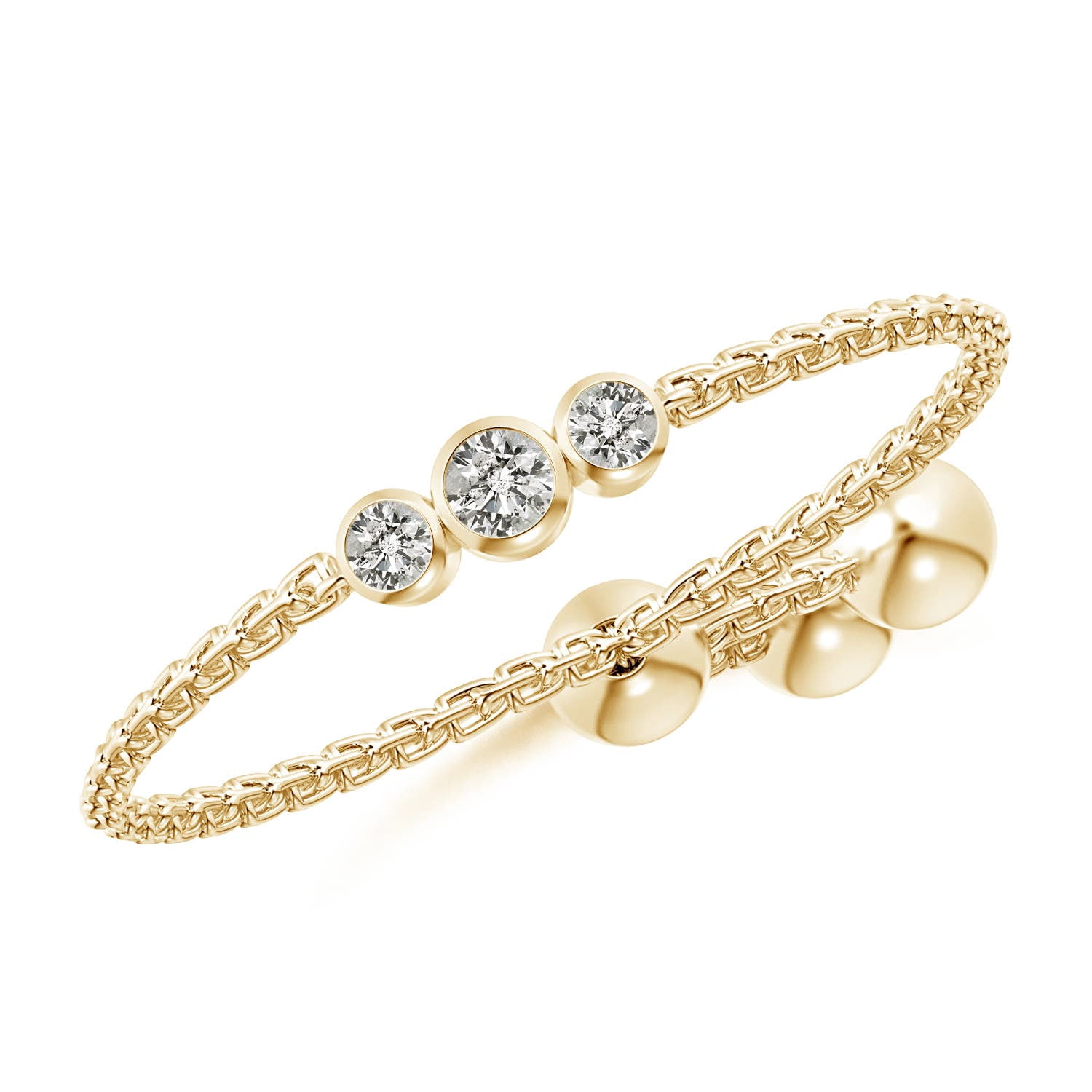 ANGARA Natural Bezel-Set Diamond Three Stone Bolo Ring in 14K Yellow ...