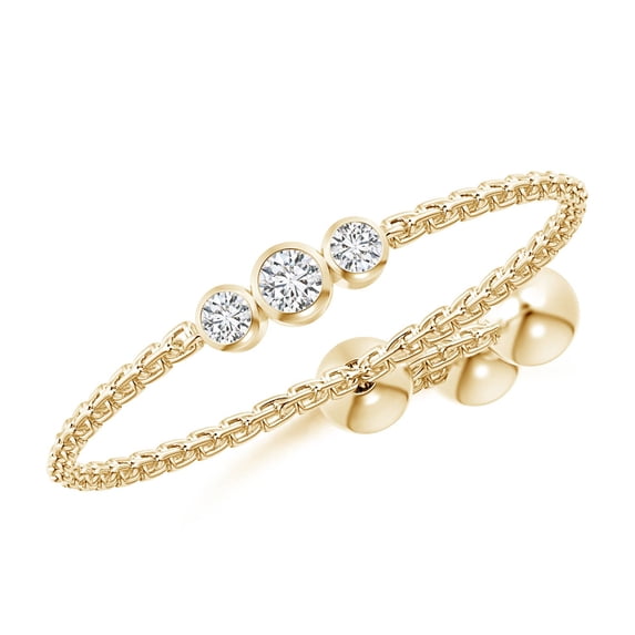 ANGARA Natural Bezel-Set Diamond Three Stone Bolo Ring in 14K Yellow Gold for Women (Size-1.85mm| Color-H| Clarity-SI2) | April Birthstone, Anniversary, Jewelry Gift for Women | Natural Diamond Ring