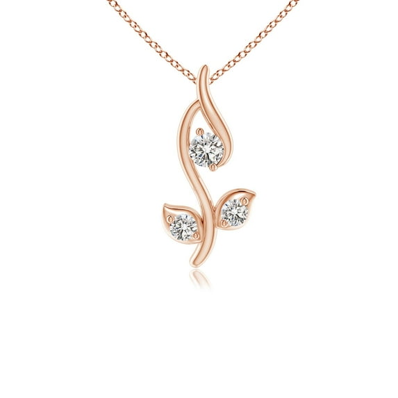 ANGARA Natural Classic Diamond Leaf and Vine Pendant in 14K Rose Gold for Women (Size-2mm| Color-I-J| Clarity-I1-I2) | April Birthstone, Anniversary, Jewelry Gift for Women | Natural Diamond Necklace