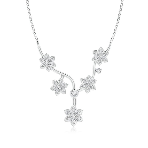 ANGARA Natural Diamond Floral Fashion Necklace in 14K White Gold for Women (Size-1.6mm| Color-H| Clarity-SI2) | April Birthstone, Anniversary, Jewelry Gift for Women | Natural Diamond Necklace