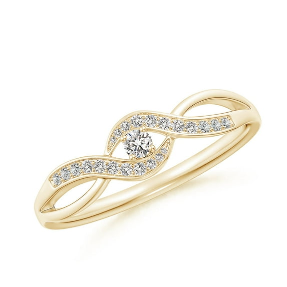 ANGARA Natural Diamond Infinity Promise Ring in 14K Yellow Gold for Women (Size-2.2mm| Color-I-J| Clarity-I1-I2) | April Birthstone, Anniversary, Jewelry Gift for Women | Natural Diamond Ring