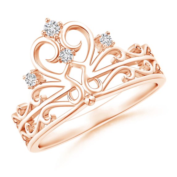 ANGARA Natural Scattered Diamond Princess Tiara Ring in 14K Rose Gold for Women (Size-2mm| Color-H| Clarity-SI2) | April Birthstone, Anniversary, Jewelry Gift for Women | Natural Diamond Ring