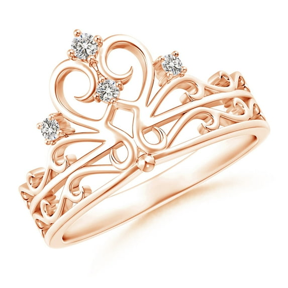 ANGARA Natural Scattered Diamond Princess Tiara Ring in 14K Rose Gold for Women (Size-2mm| Color-I-J| Clarity-I1-I2) | April Birthstone, Anniversary, Jewelry Gift for Women | Natural Diamond Ring