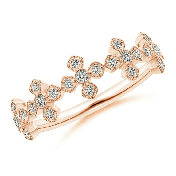 ANGARA Natural Vintage Inspired Bezel & Diamond Wedding Band in 14K Rose Gold for Women (Size-1.5mm| Color-K| Clarity-I3) | Anniversary, Jewelry Gift for Women | Natural Diamond Ring