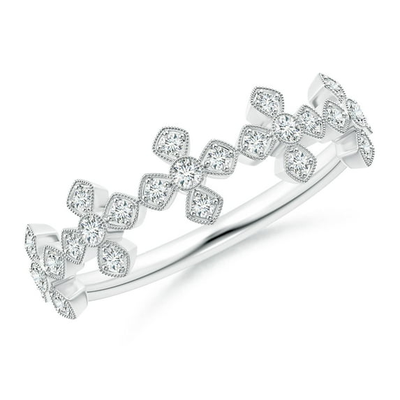 ANGARA Natural 0.04 Ct. Diamond Vintage Inspired Wedding Band Ring in 14K White Gold for Women (Ring Size: 11.5)