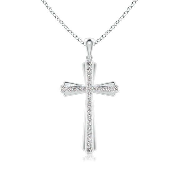ANGARA Natural Diamond Tapered Cross Pendant in 14K White Gold for Women (Size-1.4mm| Color-I-J| Clarity-I1-I2) | April Birthstone, Anniversary, Jewelry Gift for Women | Natural Diamond Necklace
