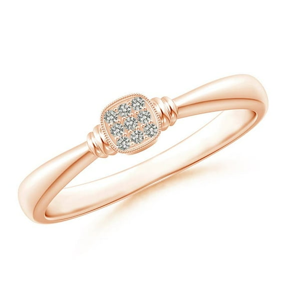 ANGARA Natural Diamond Cushion Cluster Promise Ring in 14K Rose Gold for Women (Size-1mm| Color-K| Clarity-I3) | April Birthstone, Anniversary, Jewelry Gift for Women | Natural Diamond Ring