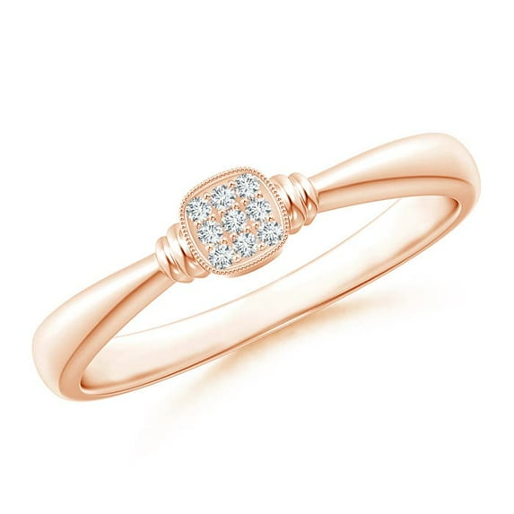 ANGARA Natural Diamond Cushion Cluster Promise Ring in 14K Rose Gold for Women (Size-1mm| Color-G| Clarity-VS2) | April Birthstone, Anniversary, Jewelry Gift for Women | Natural Diamond Ring