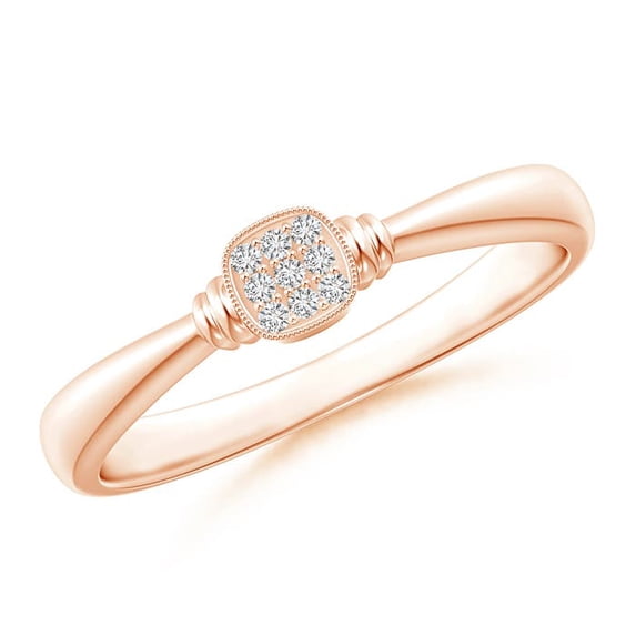 ANGARA Natural Diamond Cushion Cluster Promise Ring in 14K Rose Gold for Women (Size-1mm| Color-H| Clarity-SI2) | April Birthstone, Anniversary, Jewelry Gift for Women | Natural Diamond Ring