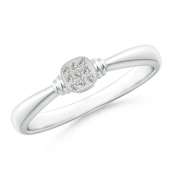 ANGARA Natural Diamond Cushion Cluster Promise Ring in 14K White Gold for Women (Size-1mm| Color-I-J| Clarity-I1-I2) | April Birthstone, Anniversary, Jewelry Gift for Women | Natural Diamond Ring
