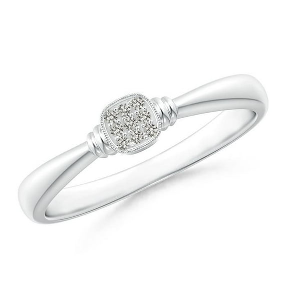 ANGARA Natural Diamond Cushion Cluster Promise Ring in 14K White Gold for Women (Size-1mm| Color-K| Clarity-I3) | April Birthstone, Anniversary, Jewelry Gift for Women | Natural Diamond Ring