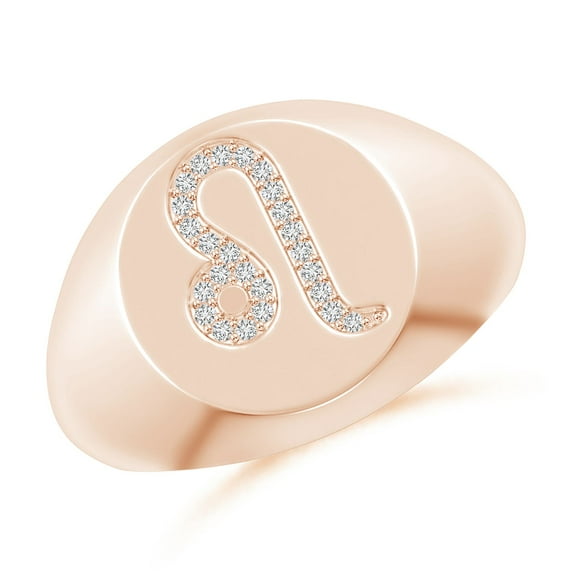 ANGARA Natural Diamond Leo Zodiac Sign Ring in 14K Rose Gold for Women (Size-0.8mm | Color-H | Clarity-SI2) | April Birthstone, Birthday, Anniversary, Jewelry Gift for Women | Natural Diamond Ring