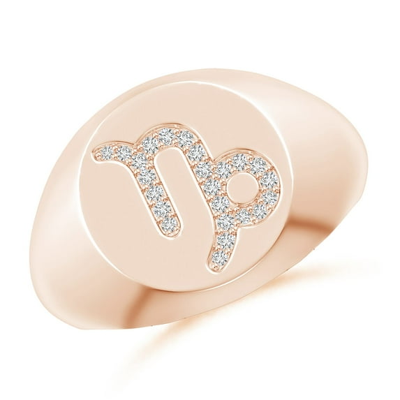ANGARA Natural Diamond Capricorn Zodiac Sign Ring in 14K Rose Gold for Women (Size-0.9mm| Color-H| Clarity-SI2) | April Birthstone, Anniversary, Jewelry Gift for Women | Natural Diamond Ring