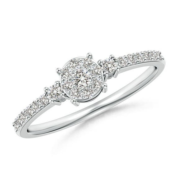 ANGARA Natural Cluster Diamond Engagement Ring in Prong Set in 14K White Gold for Women (Size-2.3mm| Color-I-J| Clarity-I1-I2) | Anniversary, Jewelry Gift for Women | Natural Diamond Ring