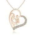 thumbnail image 1 of ANGARA Natural Diamond Heart Pendant in 14K Rose Gold for Women (Size-1.75mm| Color-K| Clarity-I3) | April Birthstone, Anniversary, Jewelry Gift for Women | Natural Diamond Necklace, 1 of 8