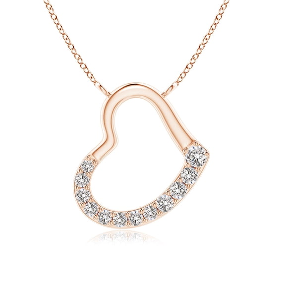 ANGARA Natural Diamond Tilted Heart Pendant in 14K Rose Gold for Women (Size-2.3mm| Color-I-J| Clarity-I1-I2) | April Birthstone, Anniversary, Jewelry Gift for Women | Natural Diamond Necklace