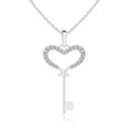 thumbnail image 1 of ANGARA Natural Pave-Set Diamond Heart Key Pendant in 925 Sterling Silver for Women (Size-1.2mm| Color-K| Clarity-I3) | April Birthstone, Anniversary, Jewelry Gift for Women | Natural Diamond Necklace, 1 of 7