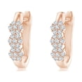 thumbnail image 1 of ANGARA Natural Triple Floral Cluster Diamond Hoop Earrings in 14K Rose Gold for Women (Size-1.2mm| Color-G| Clarity-VS2) | Anniversary, Jewelry Gift for Women | Natural Diamond Earrings, 1 of 7
