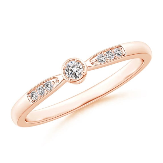 ANGARA Natural Tapered Diamond Solitaire Promise Ring in 14K Rose Gold for Women (Size-2.3mm| Color-I-J| Clarity-I1-I2) | April Birthstone, Anniversary, Jewelry Gift for Women | Natural Diamond Ring