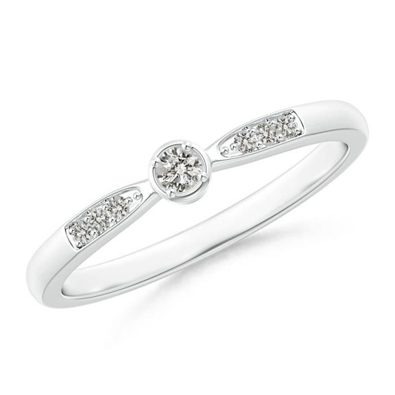 ANGARA Natural Tapered Diamond Solitaire Promise Ring in 14K White Gold for Women (Size-2.3mm| Color-K| Clarity-I3) | April Birthstone, Anniversary, Jewelry Gift for Women | Natural Diamond Ring