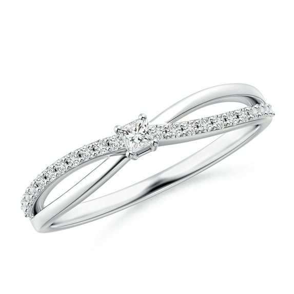 ANGARA Natural Prong Set Princess-Cut Diamond Promise Ring in 14K White Gold for Women (Size-2mm| Color-H| Clarity-SI2) | April Birthstone, Anniversary, Jewelry Gift for Women | Natural Diamond Ring