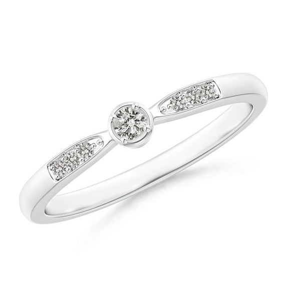 ANGARA Natural Tapered Diamond Solitaire Promise Ring in 14K White Gold for Women (Size-2.3mm| Color-K| Clarity-I3) | April Birthstone, Anniversary, Jewelry Gift for Women | Natural Diamond Ring