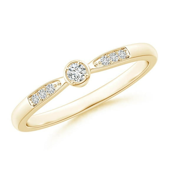 ANGARA Natural 0.05 Ct. Diamond Solitaire Promise Ring in 14K Yellow Gold for Women (Ring Size: 11.5)