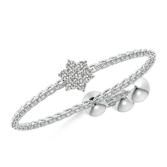 ANGARA Natural Diamond Flower Cluster Bolo Ring in 14K White Gold for Women (Size-1.15mm| Color-K| Clarity-I3) | April Birthstone, Birthday, Anniversary, Jewelry Gift for Women | Natural Diamond Ring