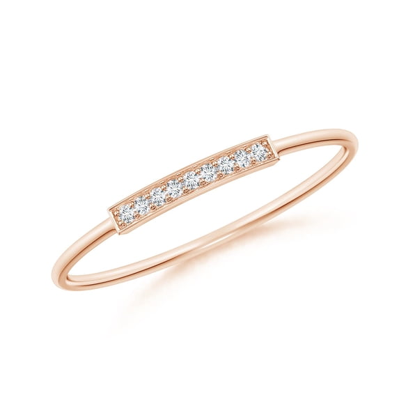 ANGARA Natural Pave Set Diamond Bar Ring with Milgrain in 14K Rose Gold for Women (Size-1mm| Color-G| Clarity-VS2) | April Birthstone, Anniversary, Jewelry Gift for Women | Natural Diamond Ring