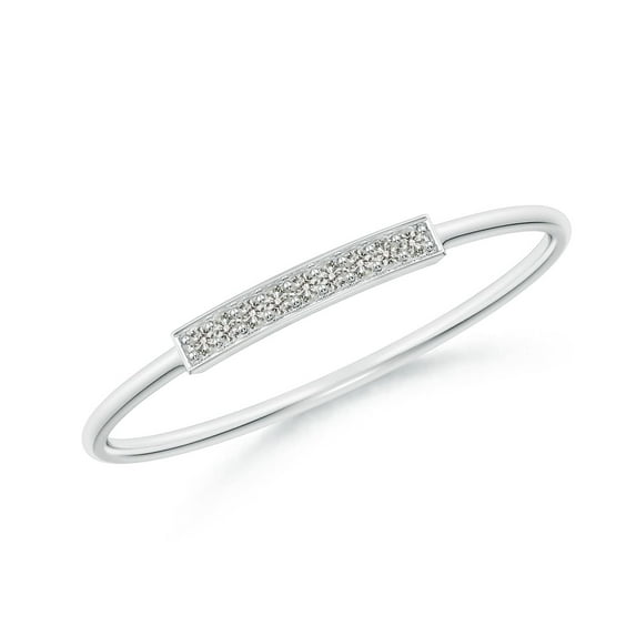 ANGARA Natural Pave Set Diamond Bar Ring with Milgrain in 14K White Gold for Women (Size-1mm| Color-K| Clarity-I3) | April Birthstone, Anniversary, Jewelry Gift for Women | Natural Diamond Ring