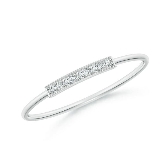 ANGARA Natural Pave Set Diamond Bar Ring with Milgrain in 14K White Gold for Women (Size-1mm| Color-G| Clarity-VS2) | April Birthstone, Anniversary, Jewelry Gift for Women | Natural Diamond Ring