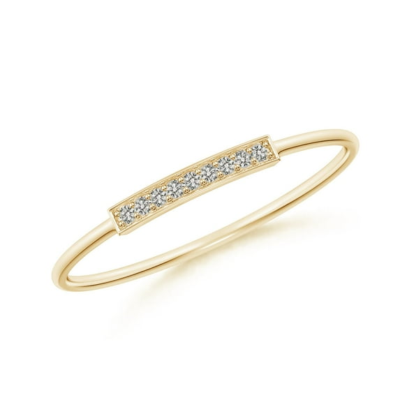 ANGARA Natural Pave Set Diamond Bar Ring with Milgrain in 14K Yellow Gold for Women (Size-1mm| Color-K| Clarity-I3) | April Birthstone, Anniversary, Jewelry Gift for Women | Natural Diamond Ring