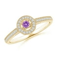 thumbnail image 1 of ANGARA Natural Vintage Style Amethyst Halo Ring with Milgrain Detailing in 14K Yellow Gold for Women (Size-2.5mm) | February Birthstone, Anniversary, Jewelry Gift for Women | Natural Amethyst Ring, 1 of 10