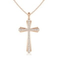 thumbnail image 1 of ANGARA Natural Prong-Set Diamond Tapered Cross Pendant in 14K Rose Gold for Women (Size-1.5mm| Color-G| Clarity-VS2) | April Birthstone, Anniversary, Jewelry Gift for Women | Natural Diamond Necklace, 1 of 7