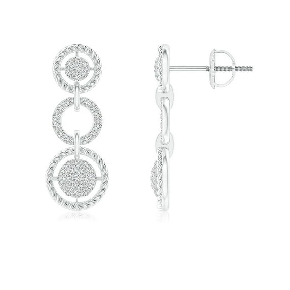 ANGARA Natural Diamond 3-Layer Dangle Earrings in 14K White Gold for Women (Size-1mm| Color-H| Clarity-SI2) | April Birthstone, Anniversary, Jewelry Gift for Women | Natural Diamond Earrings