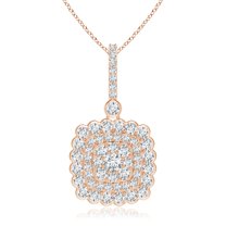 ANGARA Natural Double Diamond Pendant with Pave Detailing in 14K Rose Gold for Women (Size-2.4mm| Color-G| Clarity-VS2) | Anniversary, Jewelry Gift for Women | Natural Diamond Necklace