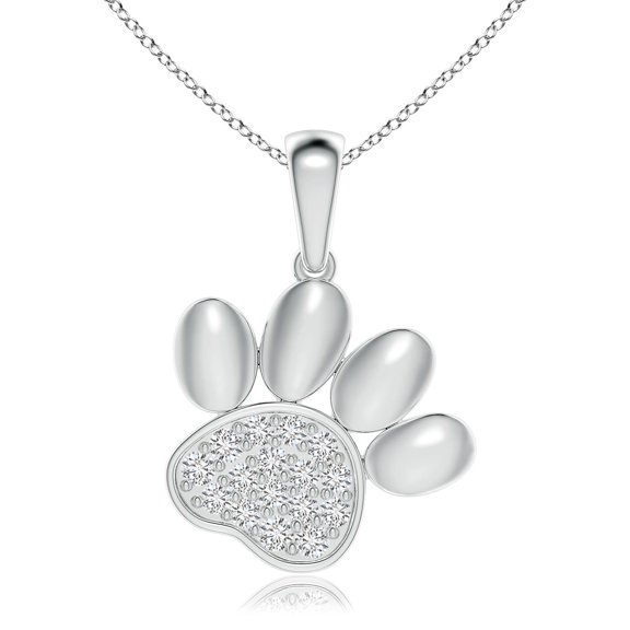 ANGARA Natural Diamond Paw Print Pendant in 925 Sterling Silver for Women (Size-1.5mm| Color-H| Clarity-SI2) | April Birthstone, Anniversary, Jewelry Gift for Women | Natural Diamond Necklace