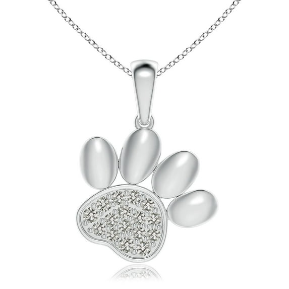 ANGARA Natural pave-Set Diamond Paw Print Pendant in 925 Sterling Silver for Women (Size-1.5mm| Color-K| Clarity-I3) | April Birthstone, Anniversary, Jewelry Gift for Women | Natural Diamond Necklace