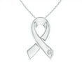 thumbnail image 1 of ANGARA Natural Gypsy-Set Diamond Ribbon Pendant in 925 Sterling Silver for Women (Size-2.45mm| Color-H| Clarity-SI2) | April Birthstone, Anniversary, Jewelry Gift for Women | Natural Diamond Necklace, 1 of 7