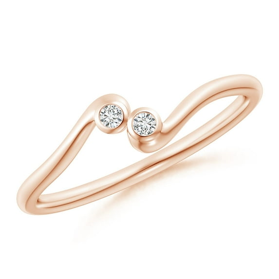 ANGARA Natural Diamond Two Stone Bypass Shank Ring in 14K Rose Gold for Women (Size-1.9mm| Color-H| Clarity-SI2) | April Birthstone, Anniversary, Jewelry Gift for Women | Natural Diamond Ring