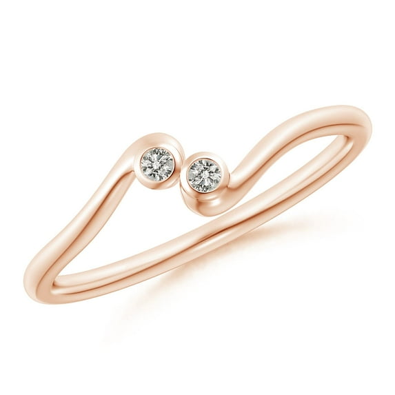 ANGARA Natural Diamond Two Stone Bypass Shank Ring in 14K Rose Gold for Women (Size-1.9mm| Color-K| Clarity-I3) | April Birthstone, Anniversary, Jewelry Gift for Women | Natural Diamond Ring