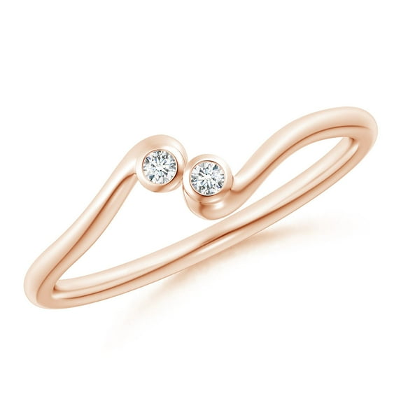 ANGARA Natural Diamond Two Stone Bypass Shank Ring in 14K Rose Gold for Women (Size-1.9mm| Color-G| Clarity-VS2) | April Birthstone, Anniversary, Jewelry Gift for Women | Natural Diamond Ring