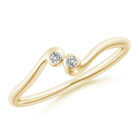 ANGARA Natural Diamond Two Stone Bypass Shank Ring in 14K Yellow Gold for Women (Size-1.9mm| Color-I-J| Clarity-I1-I2) | April Birthstone, Anniversary, Jewelry Gift for Women | Natural Diamond Ring