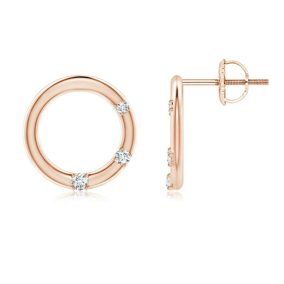 ANGARA Natural Diamond Open Circle Stud Earrings in 14K Rose Gold for Women (Size-1.9mm| Color-G| Clarity-VS2) | April Birthstone, Anniversary, Jewelry Gift for Women | Natural Diamond Earrings