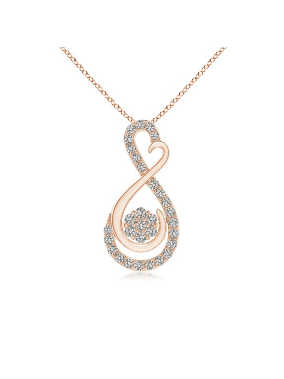 Natural Cluster Diamond Infinity Heart Pendant in 14K Rose Gold for Women (Size-1.25mm| Color-K| Clarity-I3) | April Birthstone, Anniversary, Jewelry Gift for Women | Natural Diamond Necklace
