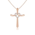 thumbnail image 1 of ANGARA Natural Diamond Heart Knot Cross Pendant in 14K Rose Gold for Women (Size-1.1mm| Color-I-J| Clarity-I1-I2) | April Birthstone, Anniversary, Jewelry Gift for Women | Natural Diamond Necklace, 1 of 7